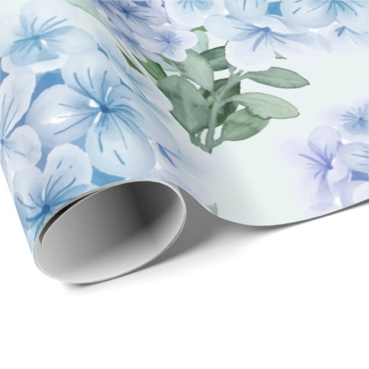 Blauwe hydrangebloemen cadeaupapier (Rol Hoek)