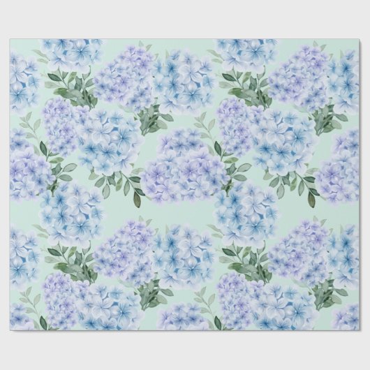 Blauwe hydrangebloemen cadeaupapier (Vlak)
