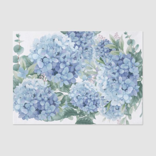 Blauwe hydrangebloemen tissuepapier (Voorkant)
