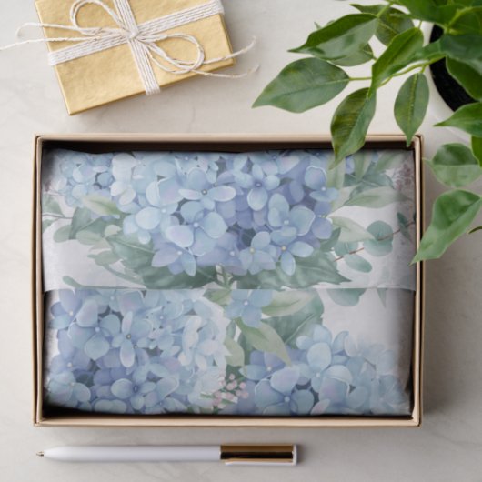 Blauwe hydrangebloemen tissuepapier (Geschenk)