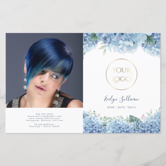 Blauwe hydrangeenbrochure (Voorkant)