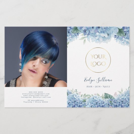 Blauwe hydrangeenbrochure (Voorkant)