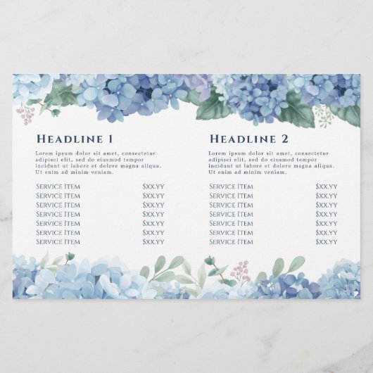 Blauwe hydrangeenbrochure (Achterkant)