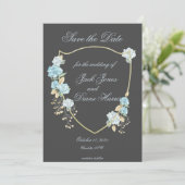 Blauwe Hydreanga Save the Date Aankondiging (Staand voorkant)