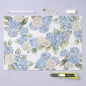 Blauwe Hydrengea Aquarel Bloem Bruids- Tissuepapier (Craft)