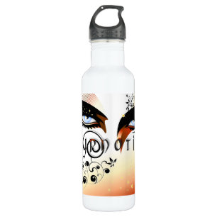 Blauwe hypnotische ogen verzinnen waterfles 