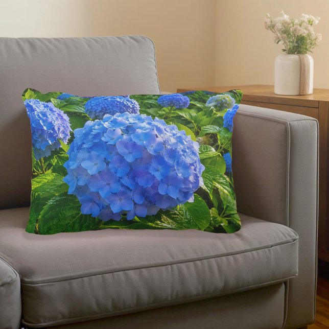 Blauwe Hyrangeas Accentkussen Accent Kussen (Accent pillow with blue hydrangeas)