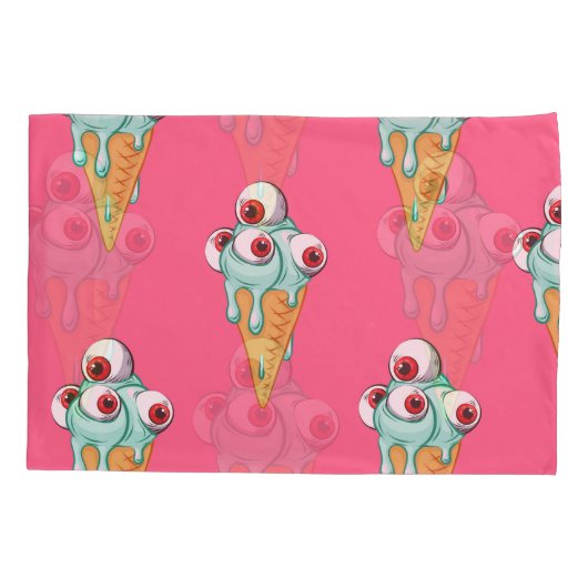 Blauwe Ice Cream Roze Achtergrond Kussensloop (Achterkant)