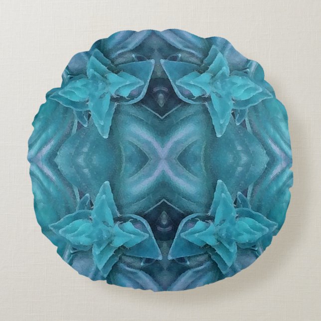 Blauwe Icing Abstract Rond Kussen (Voorkant)