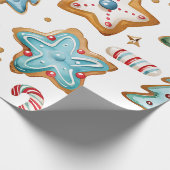 Blauwe Icing Kerstkoekjes Cadeaupapier (Hoek)