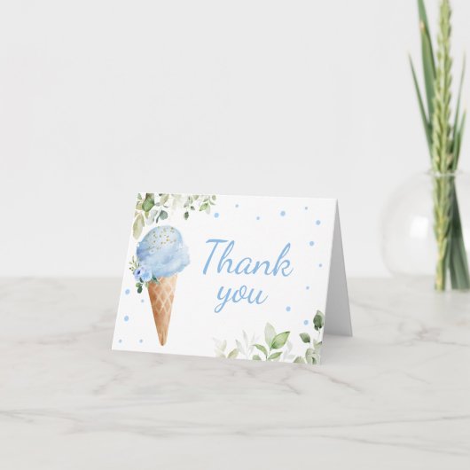 Blauwe Ijs Baby Shower Bedankkaart (Voorkant)