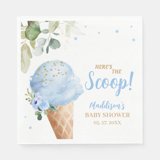 Blauwe Ijs Baby Shower Servet (Voorkant)