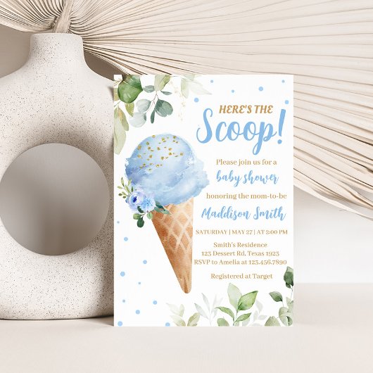 Blauwe Ijs Baby Shower Uitnodiging