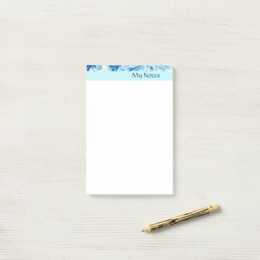 Blauwe ijs post-it® notes (Op bureau)