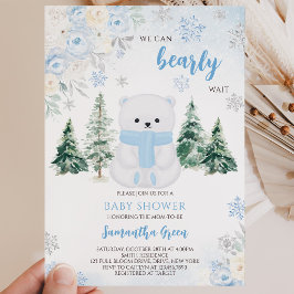 Blauwe IJsbeer Baby Shower Kaart