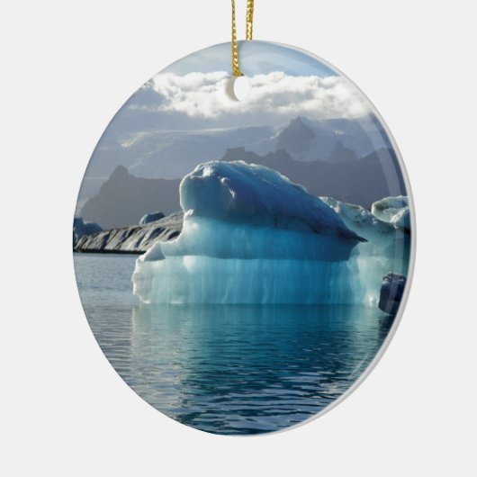 Blauwe ijsberg keramisch ornament (Links)