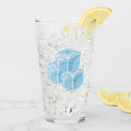 Blauwe Ijsblokjes Drinken Glas (Achterkant ijs)