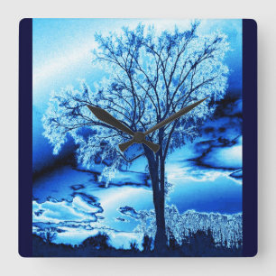 Blauwe IJsboom Wandklok