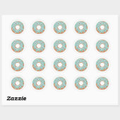 Blauwe Ijsdonut Met Strooisel Ronde Sticker (Vel)