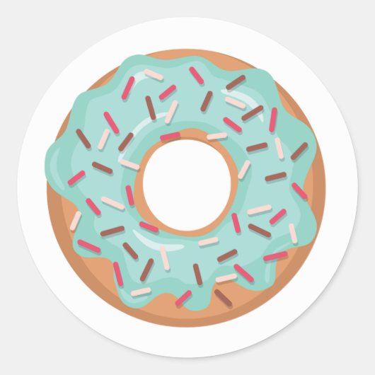 Blauwe Ijsdonut Met Strooisel Ronde Sticker (Voorkant)