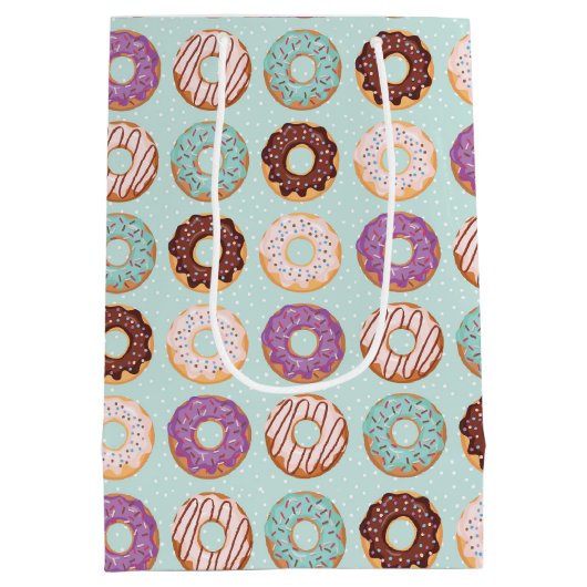 Blauwe Ijsdonuts Met Spikkels Patroon Feestje Medium Cadeauzakje (Achterkant)