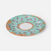 Blauwe ijsdonuts met sproeiers verjaardagsfeestje papieren bordje (Gekanteld)