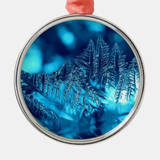 Blauwe ijsfoto 2 metalen ornament (Voorkant)