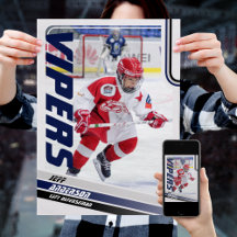 Blauwe ijshockey ruilkaart magneet