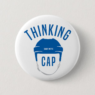Blauwe ijshockeyhelm denker pet Flair knop Ronde Button 5,7 Cm