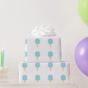 Blauwe Ijsje Kegel Spikkels Sterren Stippen Cadeaupapier