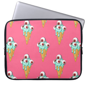 Blauwe ijsje met ogen. Roze achtergrond. Slijpen Laptop Sleeve