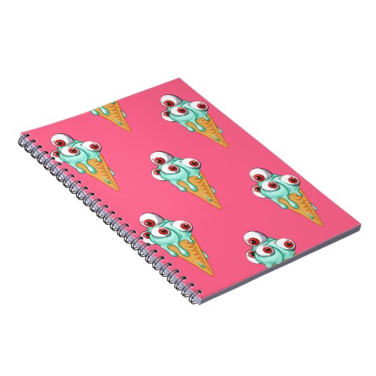 Blauwe ijsje met ogen. Roze achtergrond. Slijpen Notitieboek (Rechterzijde)