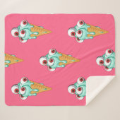 Blauwe ijsje met ogen. Roze achtergrond. Slijpen Sherpa Deken (Voorkant (horizontaal))