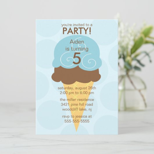 Blauwe ijskap - Birthday - uitnodiging (Staand voorkant)