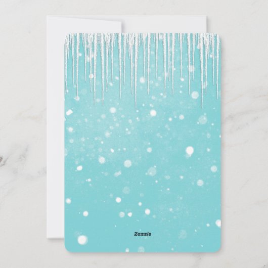 Blauwe ijskap sneeuw Moderne Kerstmis Feestdagenkaart (Achterkant)