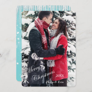 Blauwe ijskap sneeuw Moderne Kerstmis Feestdagenkaart