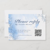 Blauwe ijzige winter sneeuwvlok RSVP Trouwkaart Kaartje (Voorkant)