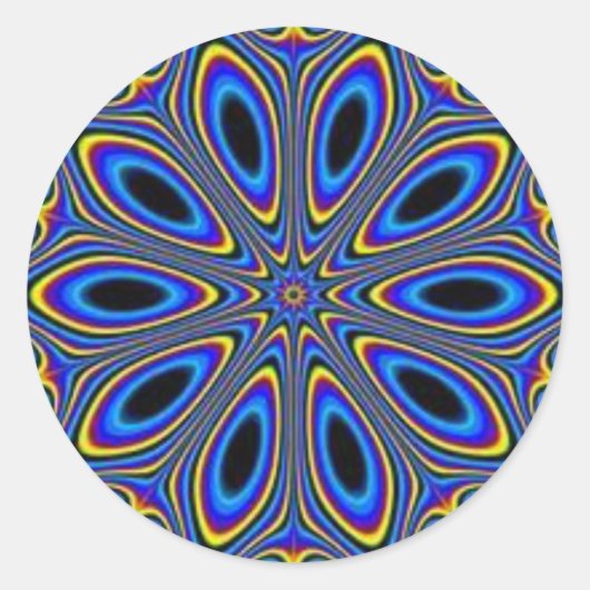 Blauwe illusie ronde sticker (Voorkant)