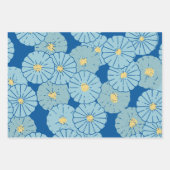 Blauwe illustratie van het Japanse Floral Patroon Inpakpapier Vel (Voorkant)