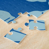 Blauwe illustratie van het Japanse Floral Patroon Legpuzzel (Zijkant)