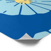 Blauwe illustratie van het Japanse Floral Patroon Poster (Hoek)