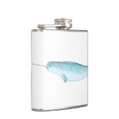 Blauwe illustratie van Narwhal Heupfles (Rechts)