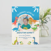 Blauwe illustratieve verjaardagsuitnodiging kaart (Staand voorkant)