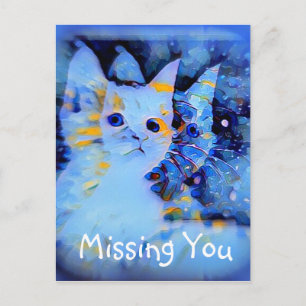 Blauwe impressionist Style Kitten Art ontbreekt u Briefkaart