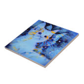 Blauwe Impressionistische Stijl Keukenkunst voor K Tegeltje (Zijkant)