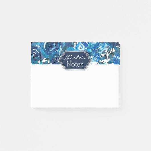 Blauwe Indigo Bloem Bloemen Elegante Chic Bruiloft Post-it® Notes (Voorkant)
