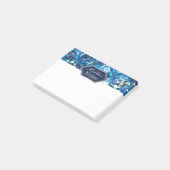 Blauwe Indigo Bloem Bloemen Elegante Chic Bruiloft Post-it® Notes (Schuin)
