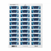 Blauwe Indigo Bloemen Elegante Chic Bruiloft Etiket (Full Sheet)