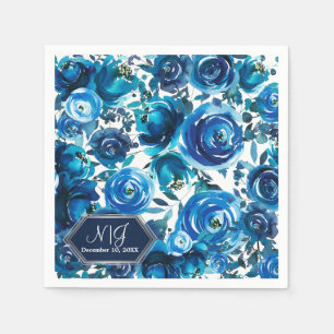 Blauwe Indigo Bloemige Bloemen Elegante Chic Bruil Servetten