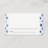 BLAUWE INDIGO WATERVERF BAR BBT MITZVAH PLACE CARD VISITEKAARTJE (Voorkant)